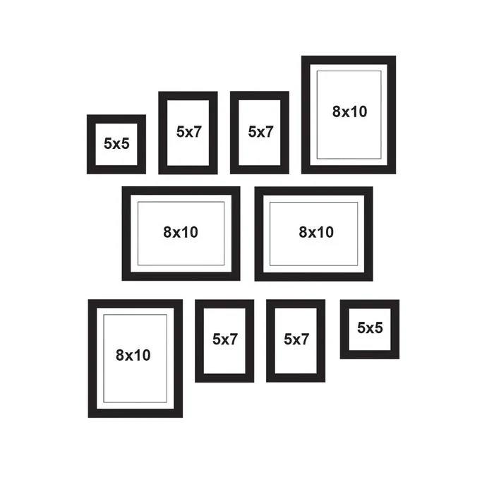 Pack of 10 Wall Gallery Collage Frames set (8x10"- 4 pc, 5x5" - 2 pc, 5x7" - 4pc) - Image 2