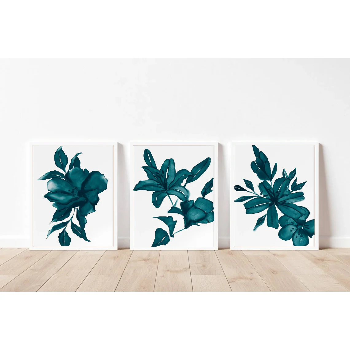 3 pc Teal color Green Abstract Frame set