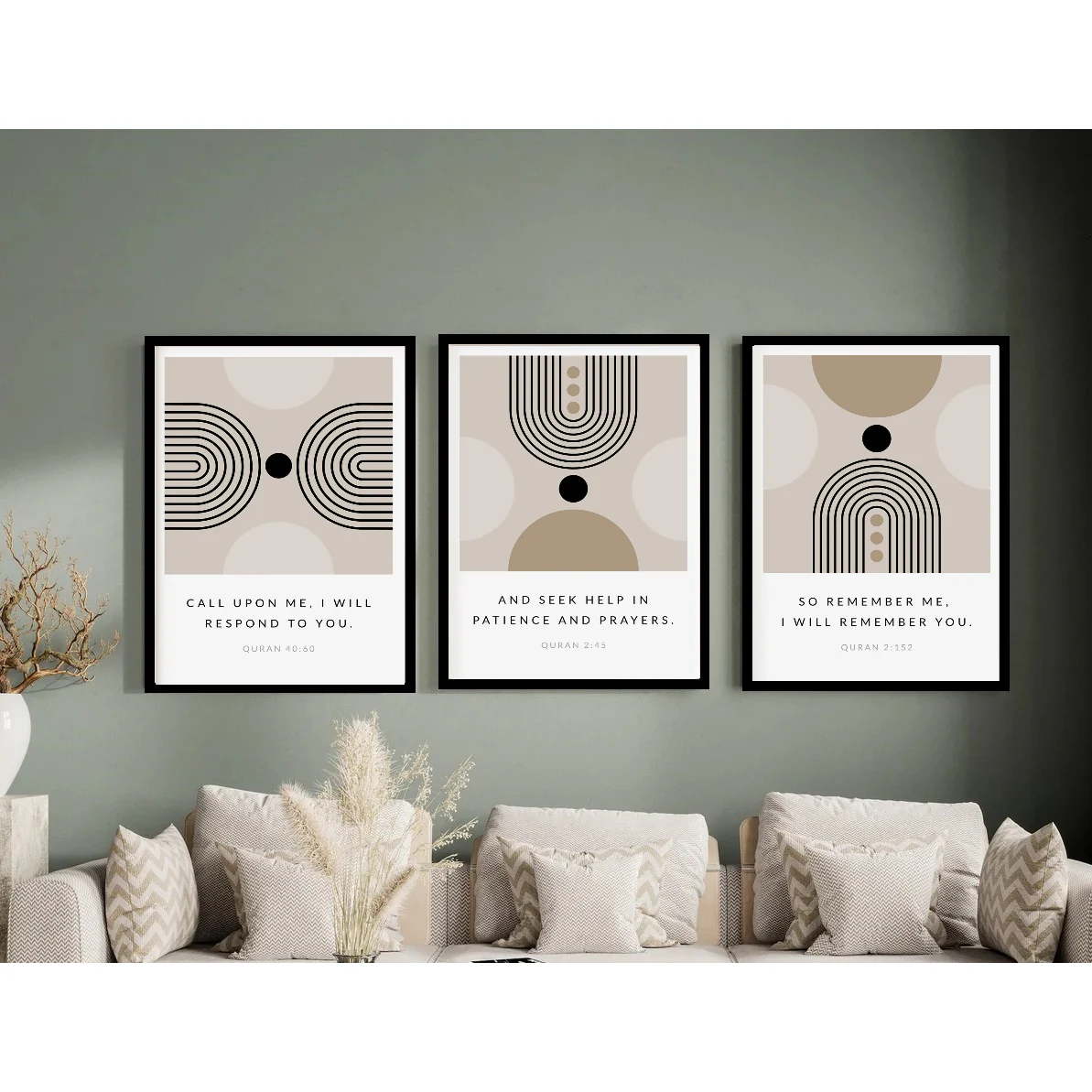3 Pcs Islamic Quote Art Frame Set