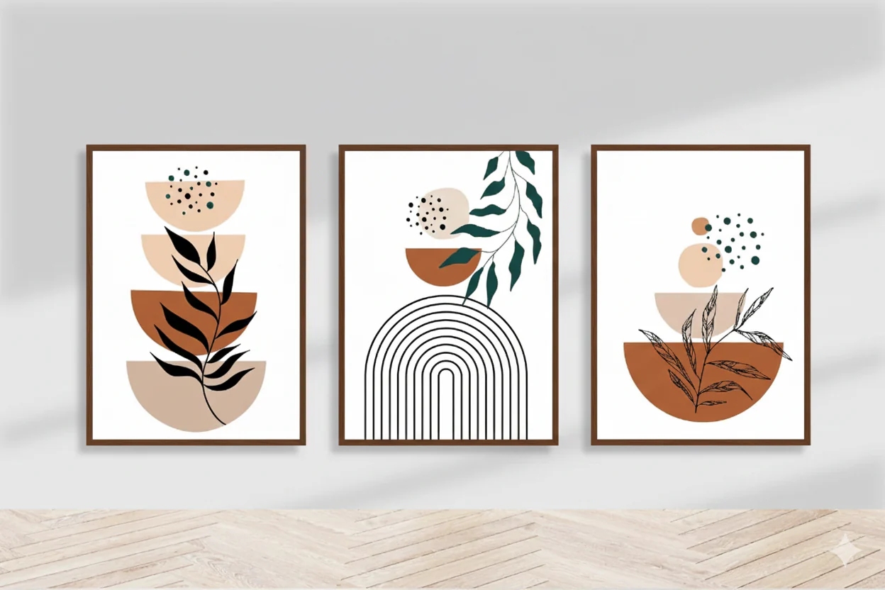 3 pcs Neutral Boho Frame Set, Abstract frames - Image 2