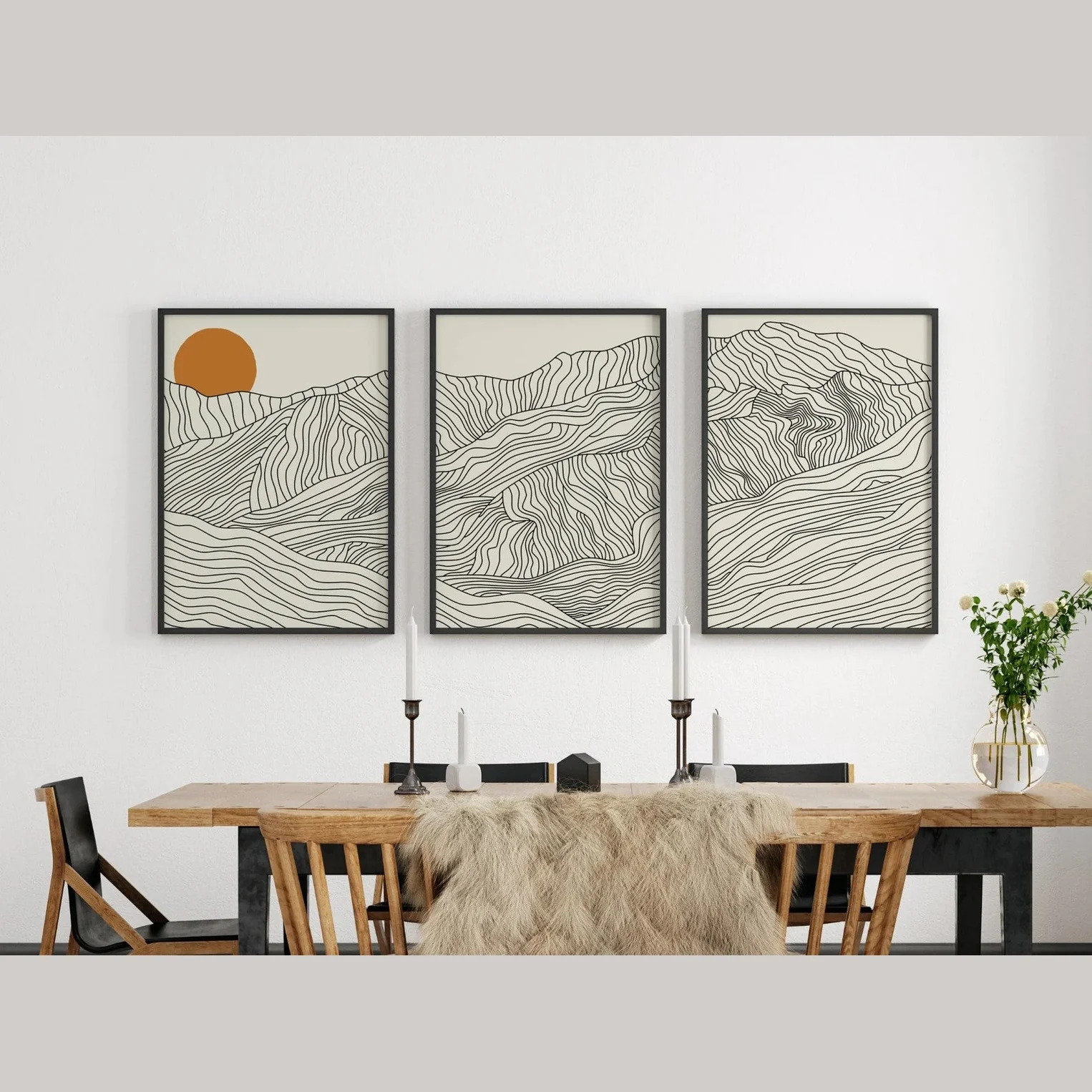 3 Pcs Aesthetic Wall Frames, Abstract Line Art Photo frames