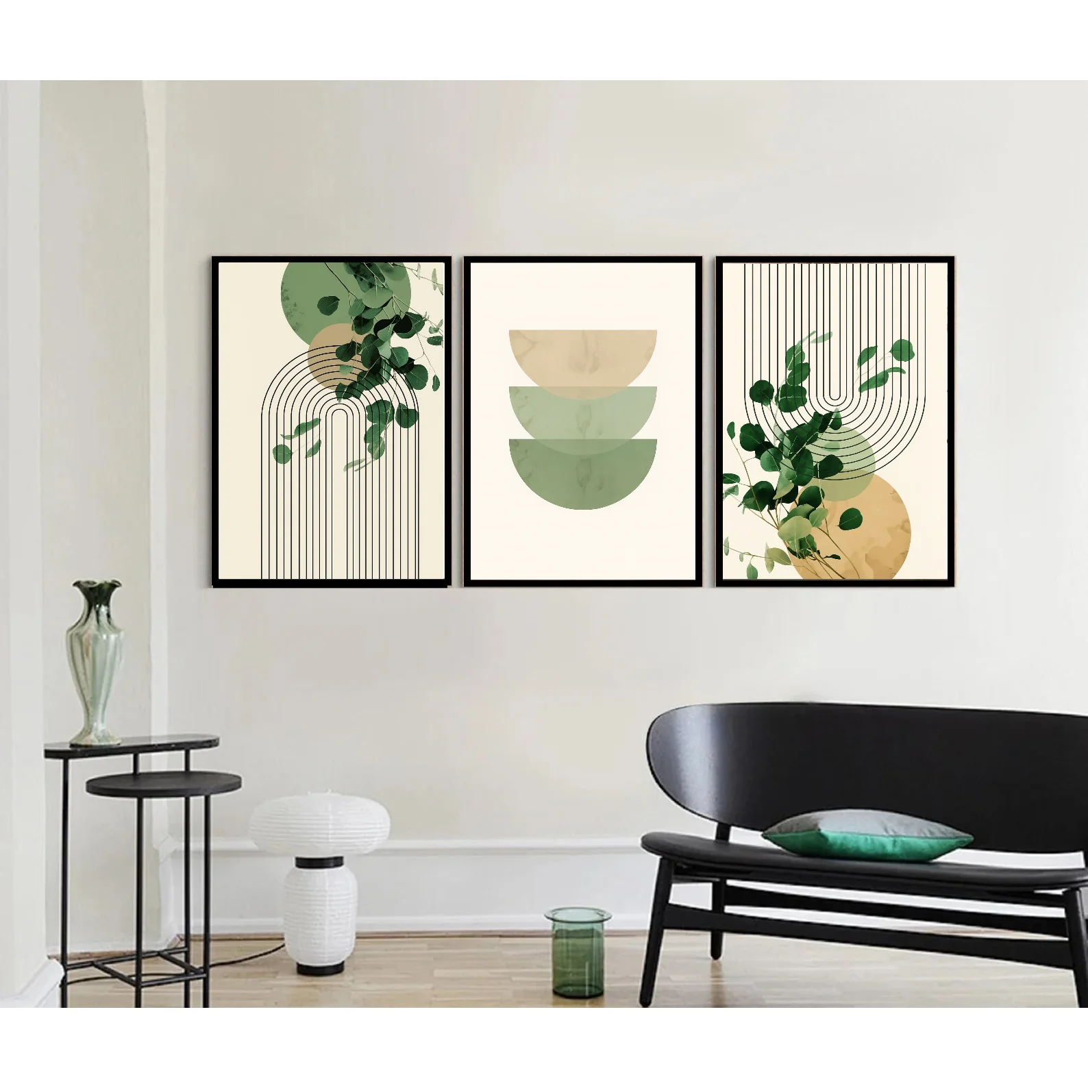 3 Pcs Green Wall art Abstract Home decor, Farmhouse Art print