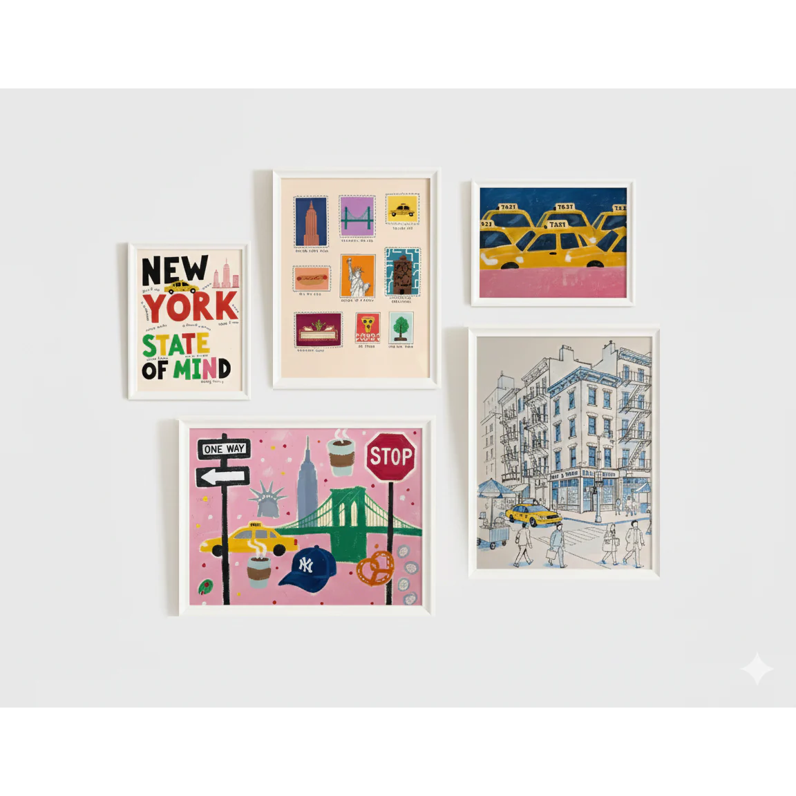 5 pc NYC Gallery Wall Frame Set, Retro Pop Art New York Print set (2 pc - 12x16", 3 pc 8x12") - Image 3