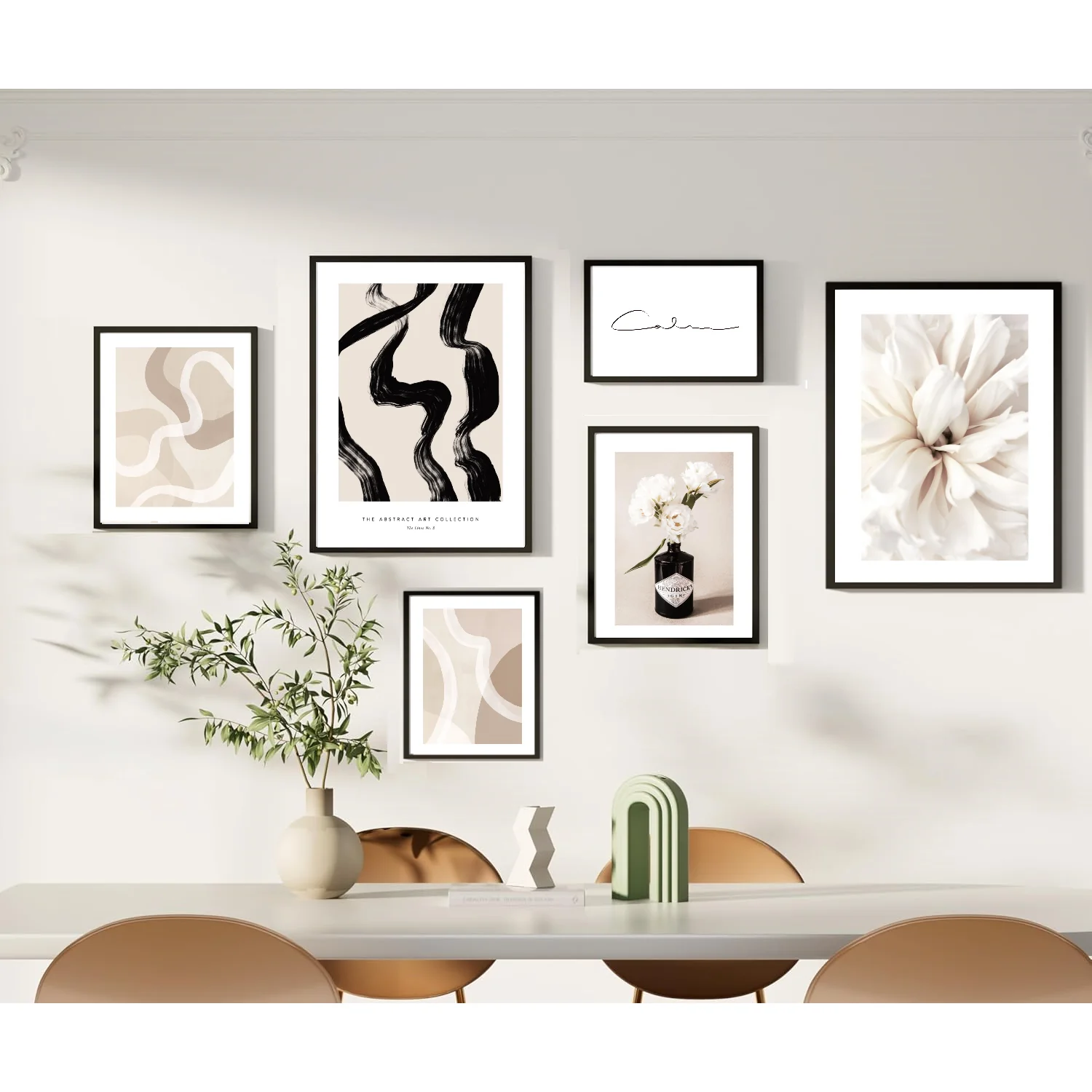 6 Pack Pattern Calm Wall Abstract Pattern, Neutral Print Frame set ( 12x16" 2 pc, 8x12" 2 pc, 6x8" pc)