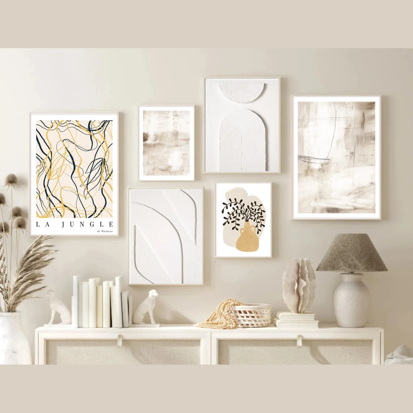 Yellow Graphite Abstract Frame Set - 6 Pack (12x16" 2 pc, 8x12" 2 pc, 6x8" 2 pc)