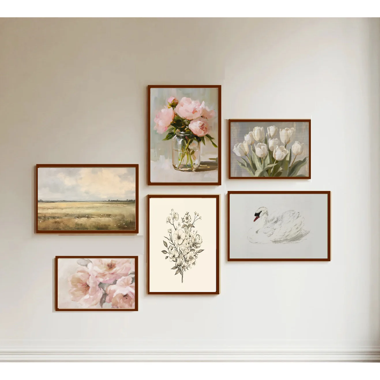 Floral Minimalist Frame Set - 6 Pack Gallery Collection
