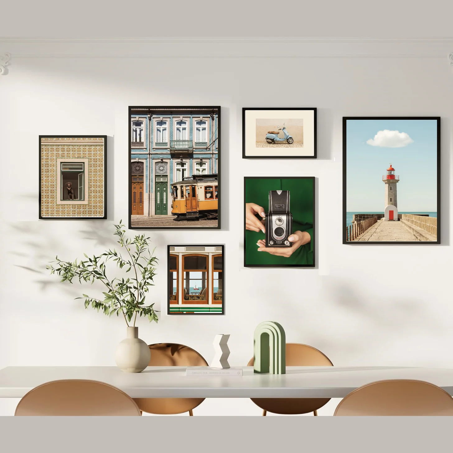 6 Pack Travel Abstract Buildings, Photography Print Frame set ( 12x16" 2 pc, 8x12" 2 pc, 6x8" pc)