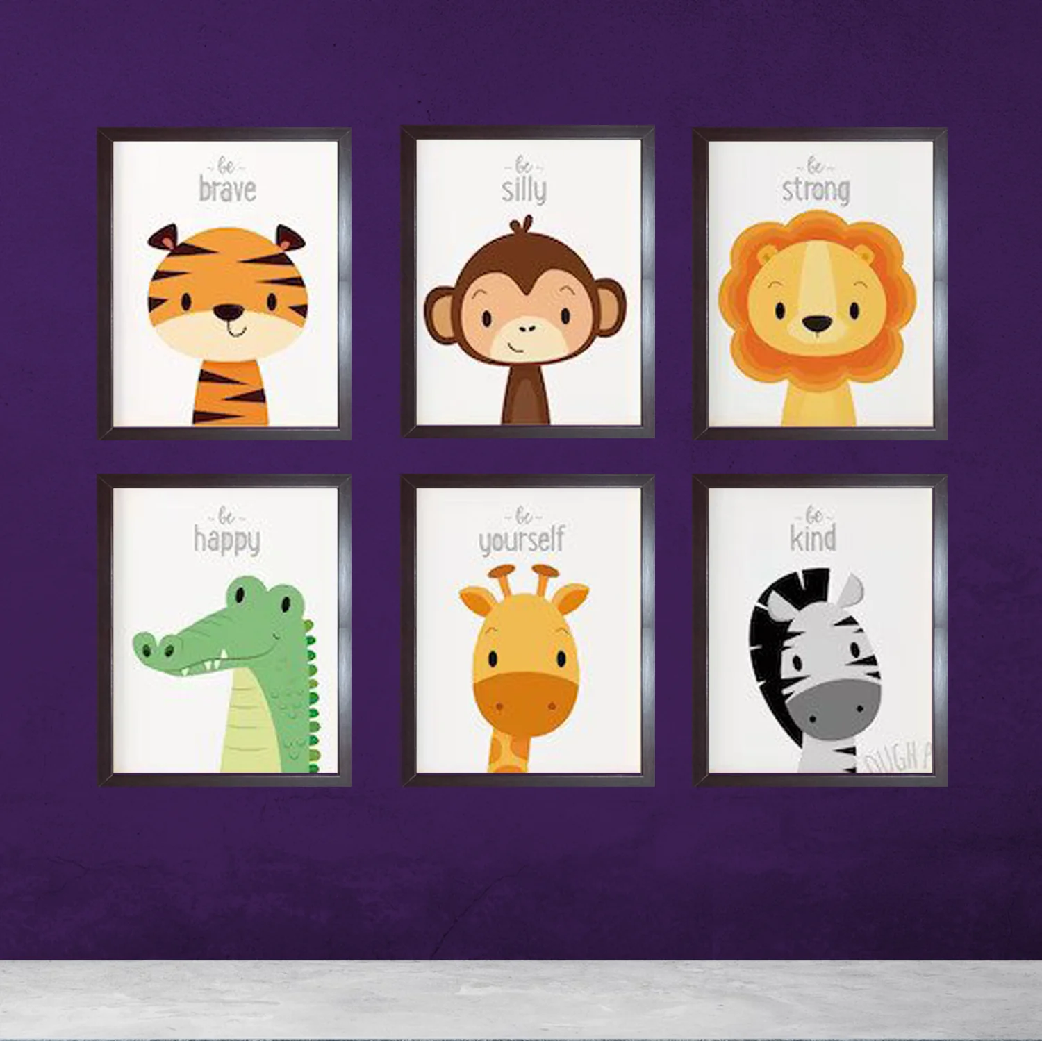 6 pc set Kids Room Decor, Safari nursery, nursery wall art, animal Nursery - Image 3