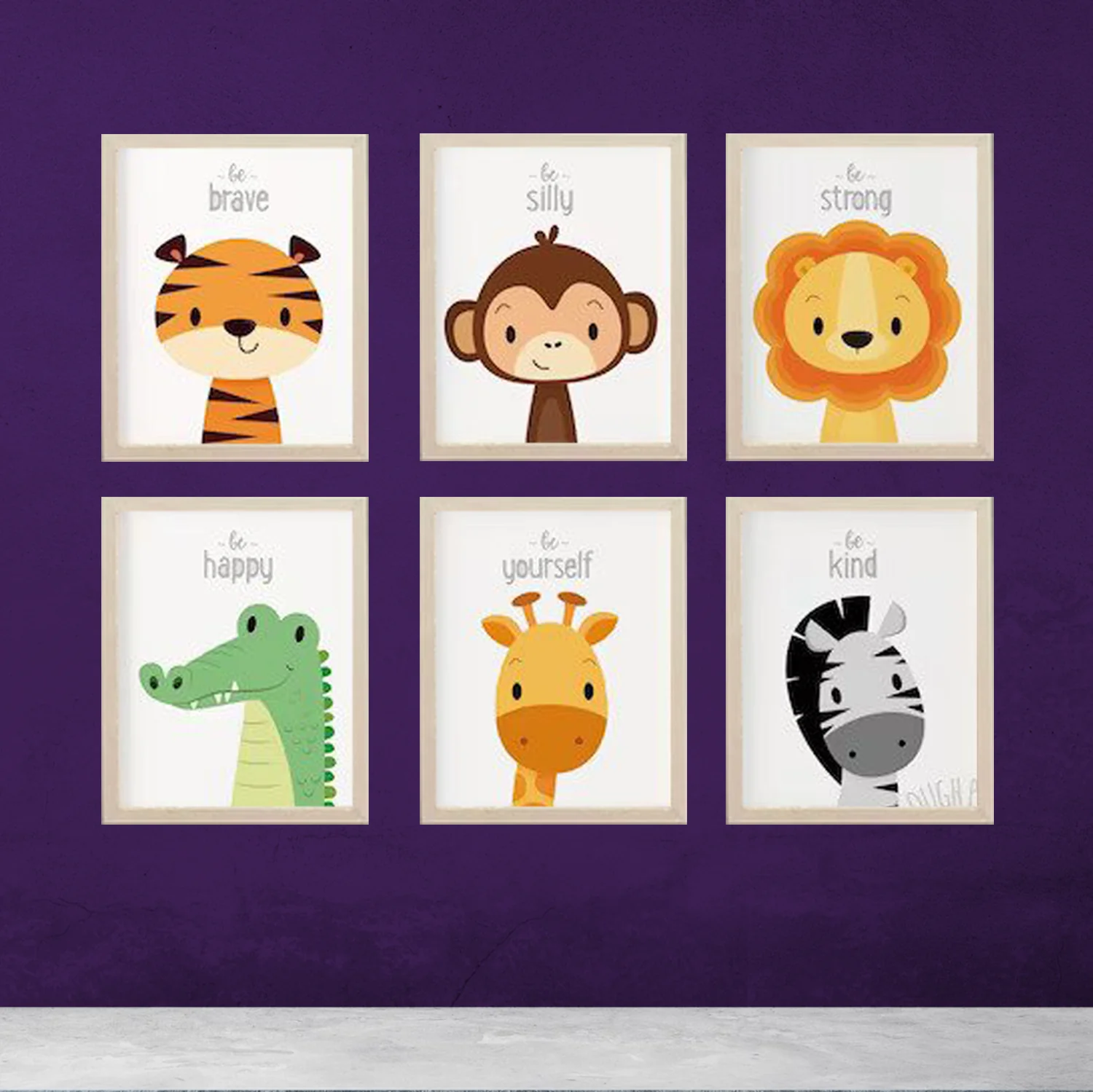 6 pc set Kids Room Decor, Safari nursery, nursery wall art, animal Nursery - Image 4