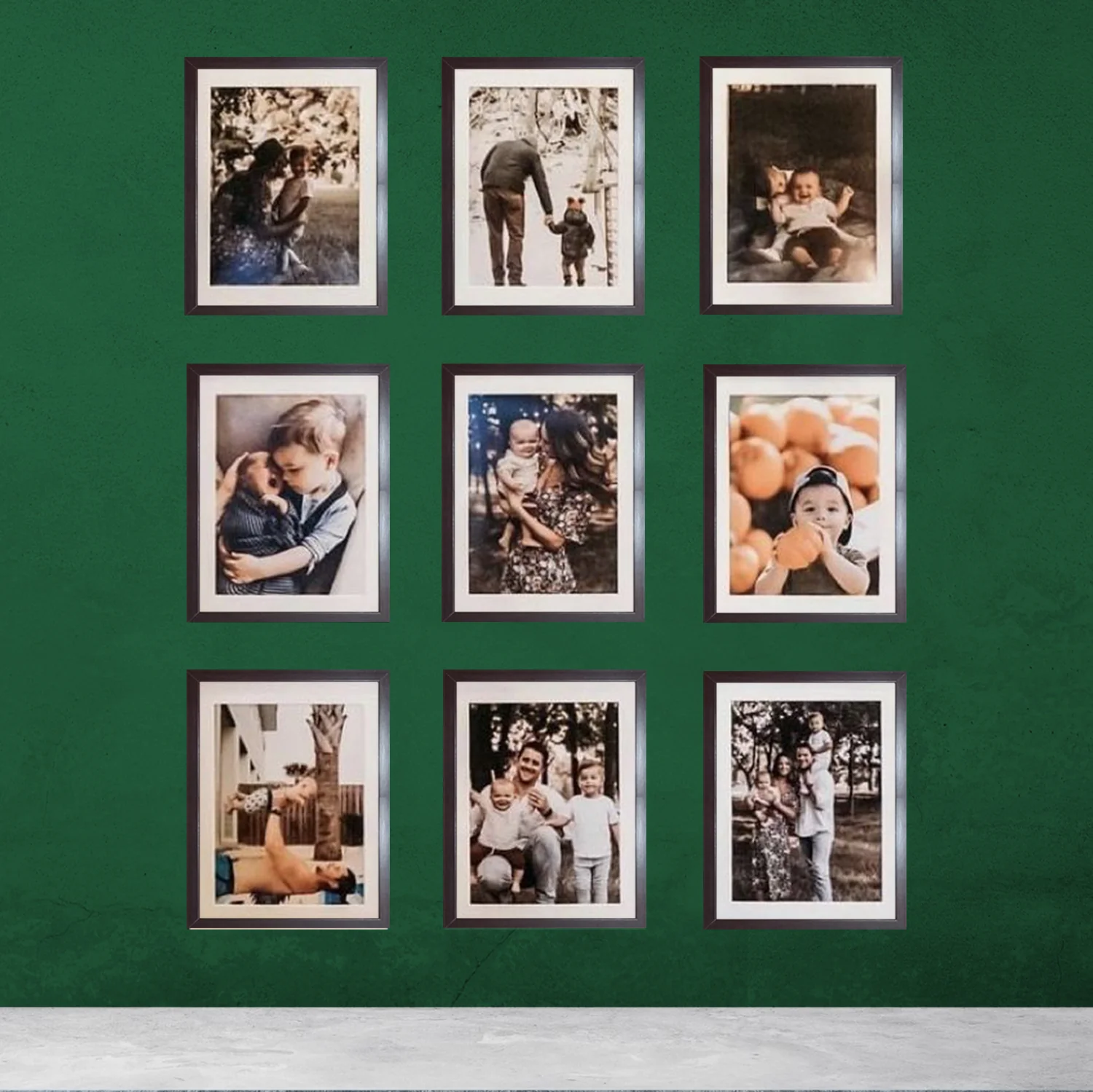 Pack of 9 10x12" Glass front Frames with Custom Pictures, 7x9" Print Area - Image 3