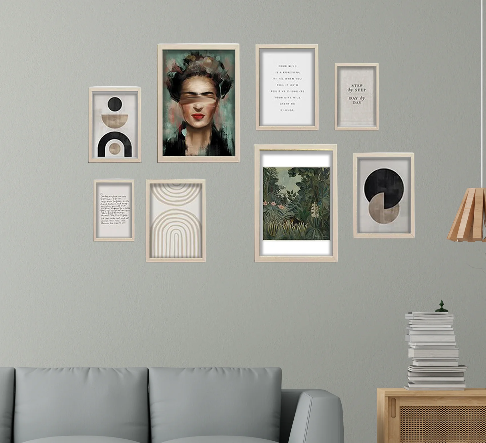 8 Pcs Aesthetic Abstract Photo Frame set for Wall 12" x 16" (2 piece) , 8" x 12" (4 pieces) and 6" x 8" (2 pieces) - Image 3