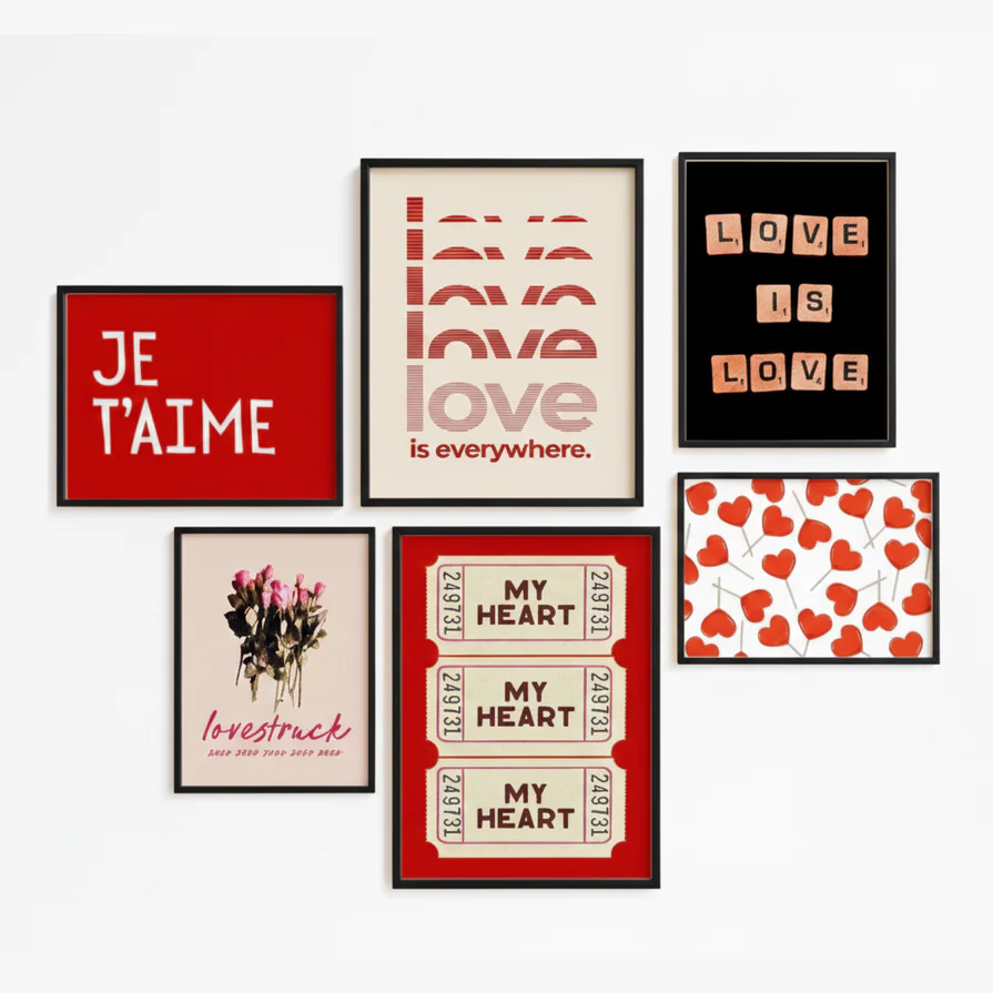 6 pc valentine Frame for Room decor, Love theme red Frame set (2 pc 12x16", 4 pc 8x12") - Image 3
