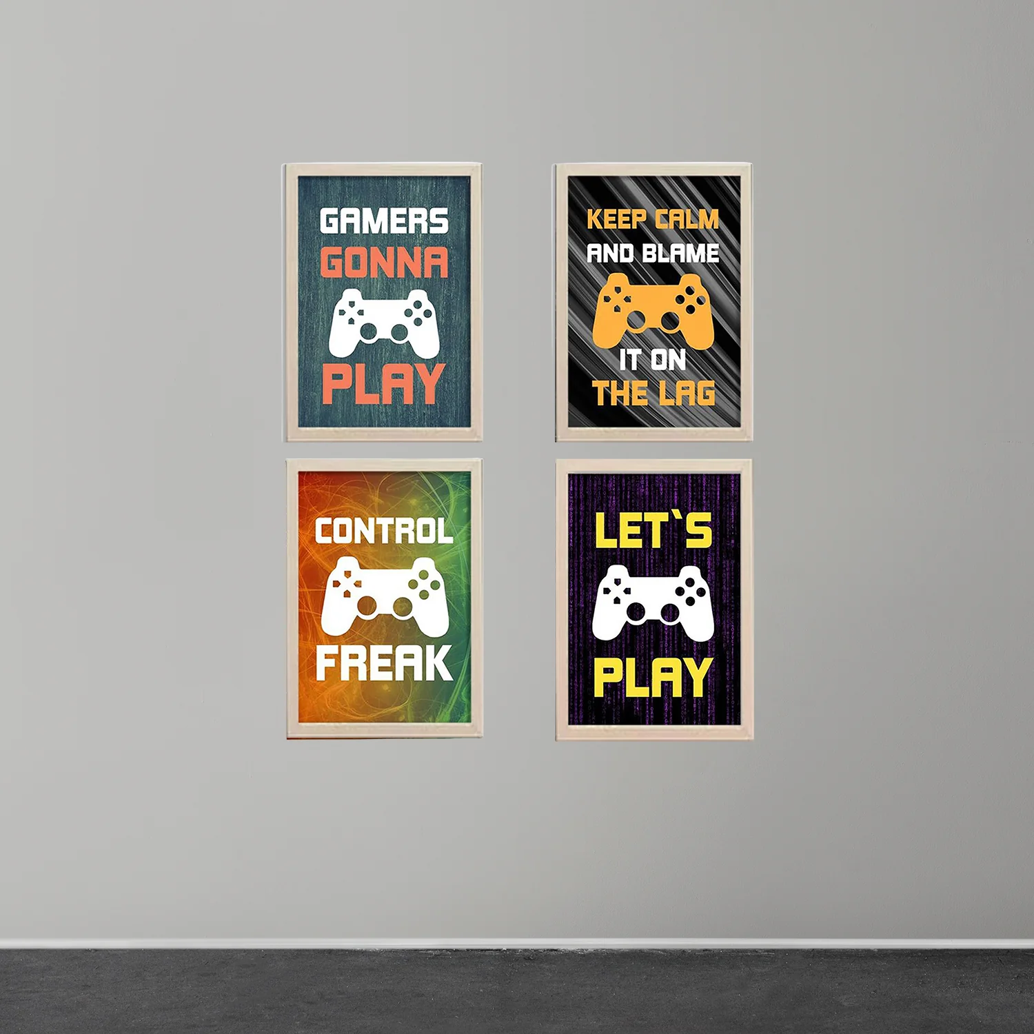 Boys' Gaming Wall Frame Set – 4-Piece Gamer Room Decor - Image 4
