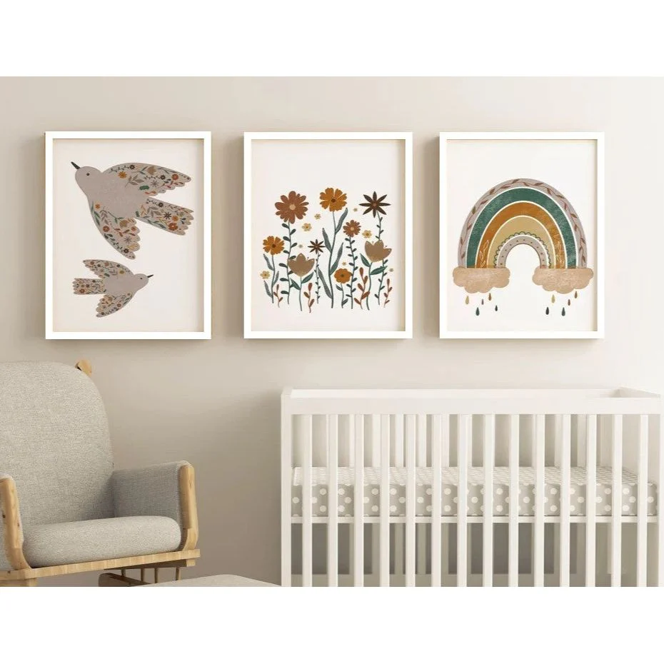 Set of 3 Nursery Wall Art Frames, Kids Montessori Décor