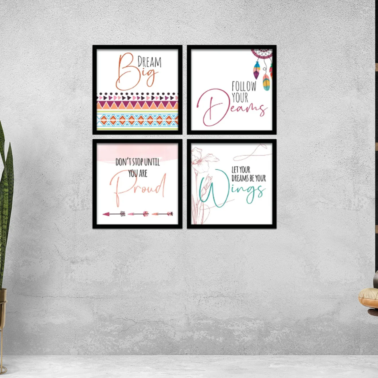 Pack of 4 Inspirational Quote Frames, Motivational Quotes - Image 4