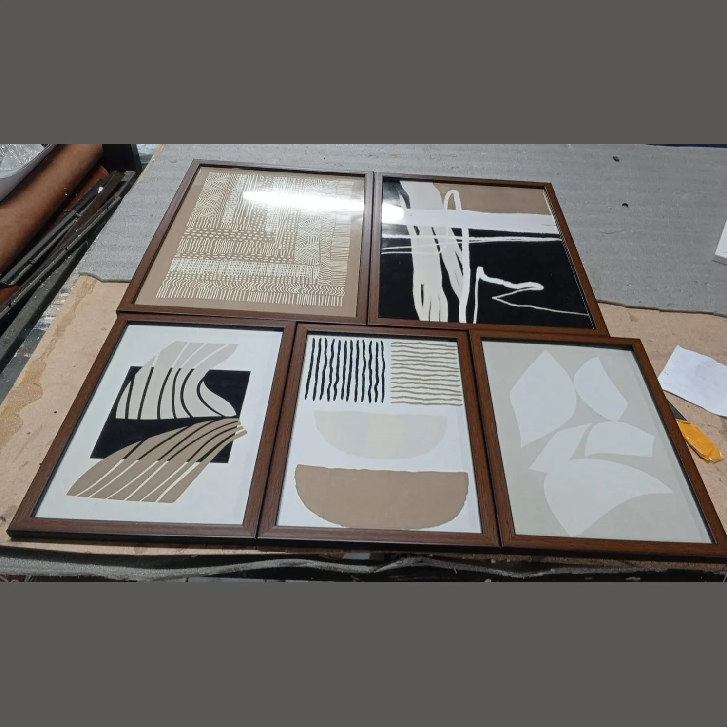 Boho Wall Art Frame Set – Pack of 5 Mid Century Modern Abstract Frames (12x16" 2pc, 8x12" 3pc) - Image 2