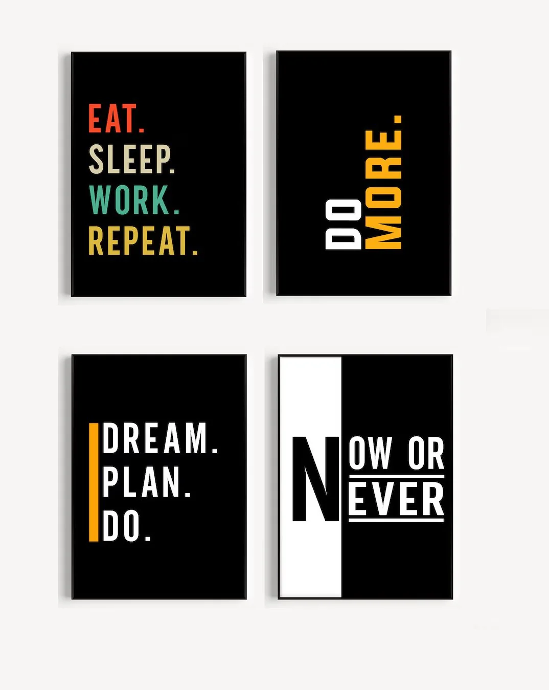 Inspirational Work Quotes set of 4 , Modern Home Office Print Frames, Workplace Positivity Quote - Image 2