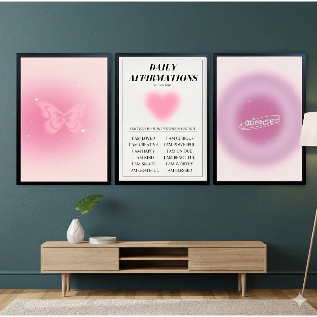 Set of 3 Makeup Girls Vanity room Photo Frames/ Pink Room Decor