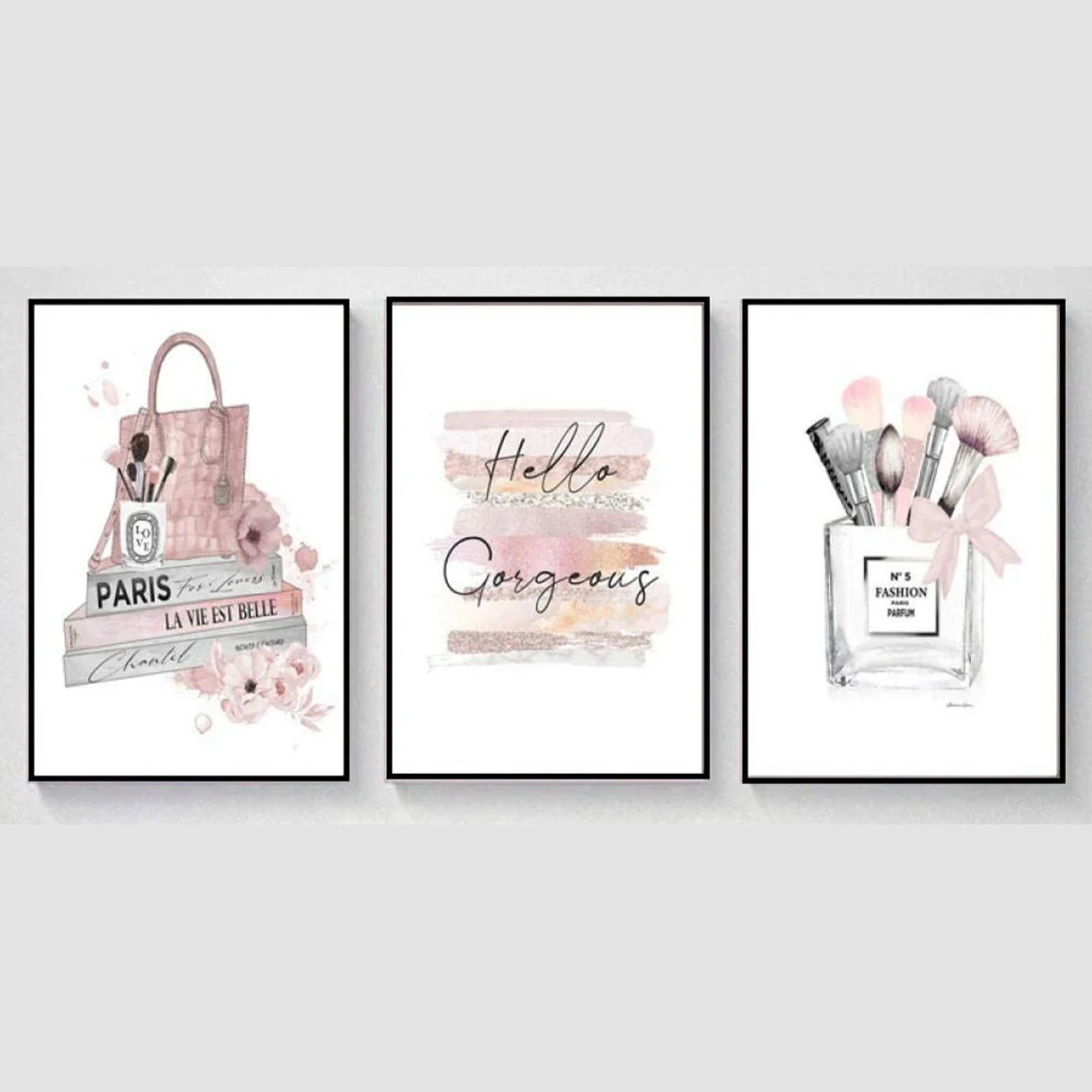 Makeup Quotes Wall Frame Set – 3-Piece Glossy Print Decor - Image 3