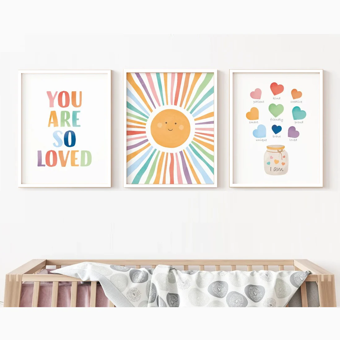 Set of 3 Nursery Wall Art Frames, Kids Montessori Décor frame