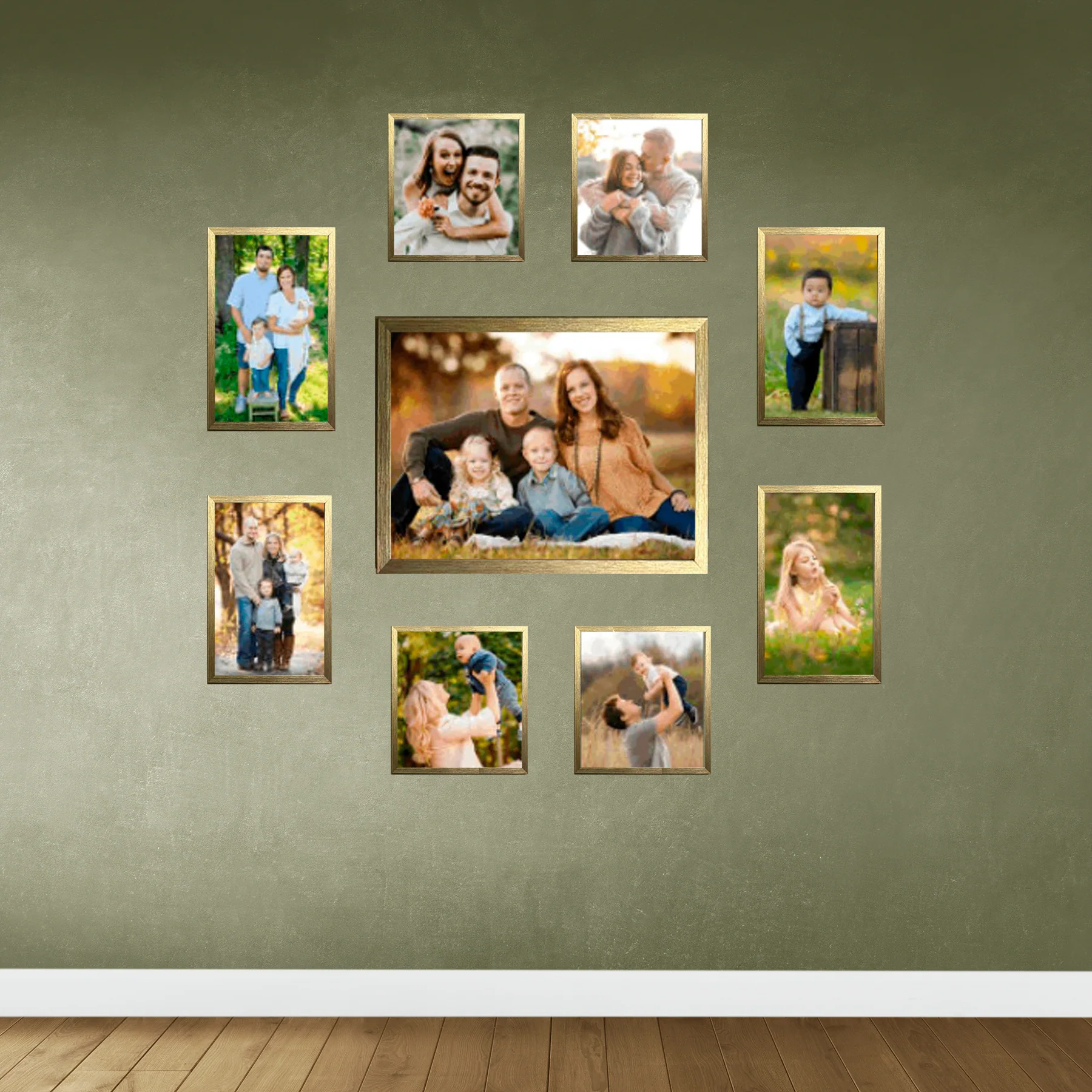 Set of 9 Collage Photo Frames for Living Room Study Room 1 Units of 8 X 10, 4 Units of 5 X 5,2 Unit of 5 X 7, 2 Units of 4 X 6) Inches - Image 3
