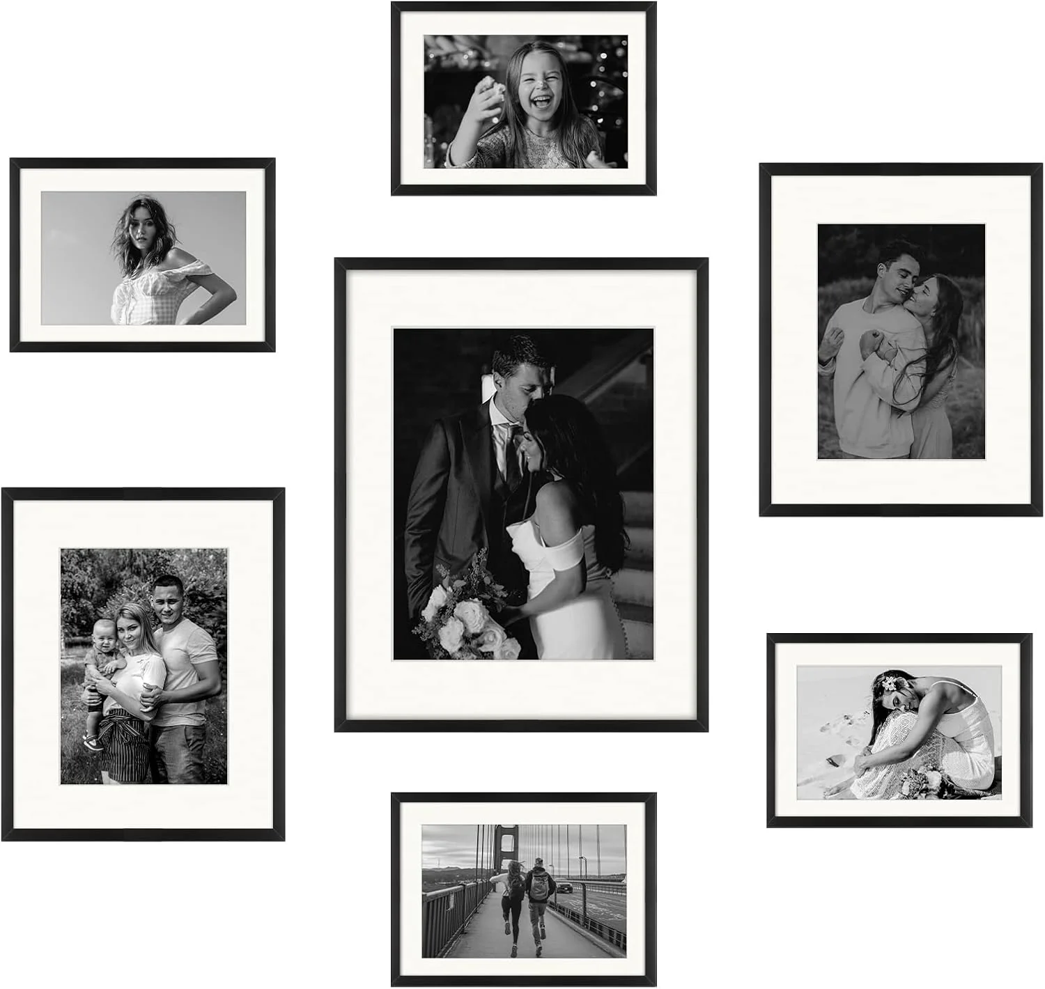 Simple Gallery Wall Collage Frames for Family Pics & Art Prints - Set of 7 Includes Four 5x7, Two 8x10, One 10x14 - Glass Front - - Image 2