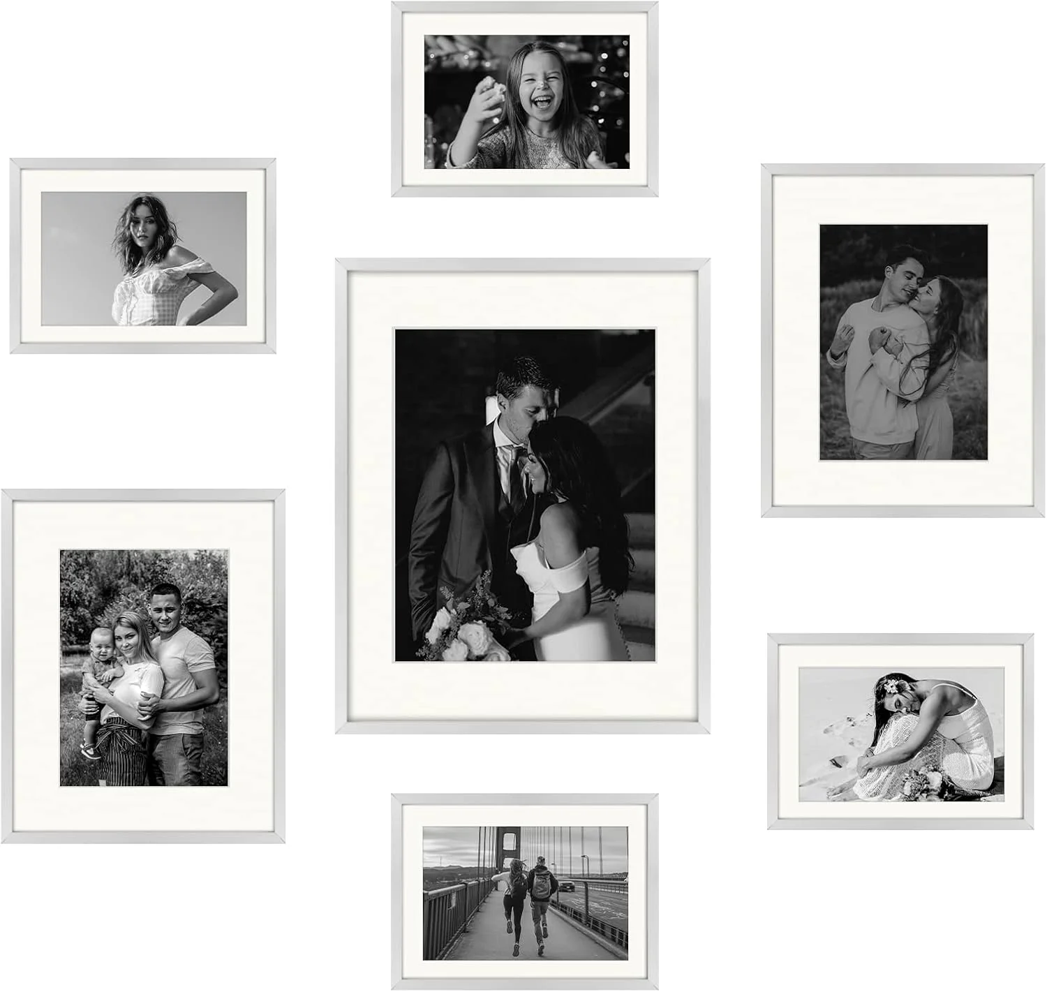 Simple Gallery Wall Collage Frames for Family Pics & Art Prints - Set of 7 Includes Four 5x7, Two 8x10, One 10x14 - Glass Front - - Image 3