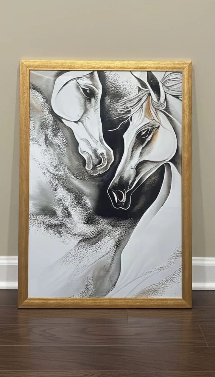 Abstract Horse Print frame | Single Entry Way Wall Art | Minimalist Modern Home Decor